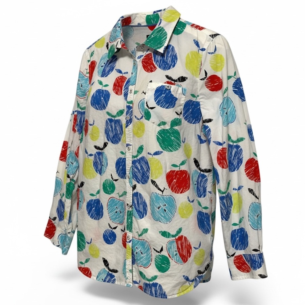 TALBOTS Apple Print Button Down Shirt